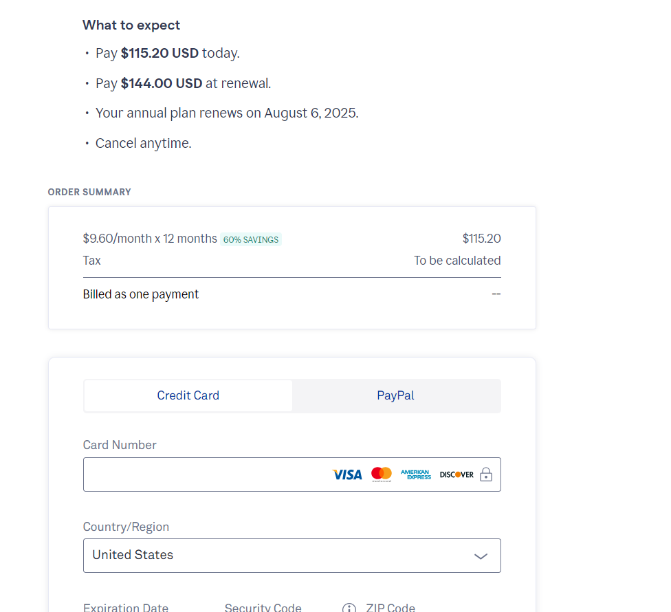 Grammarly Checkout Page