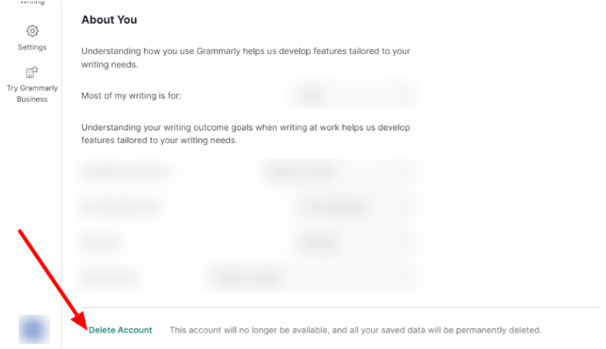 Delete Your Personal Data From Grammarly