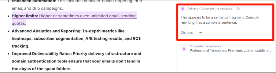 Grammarly Delivery and Tone improvement